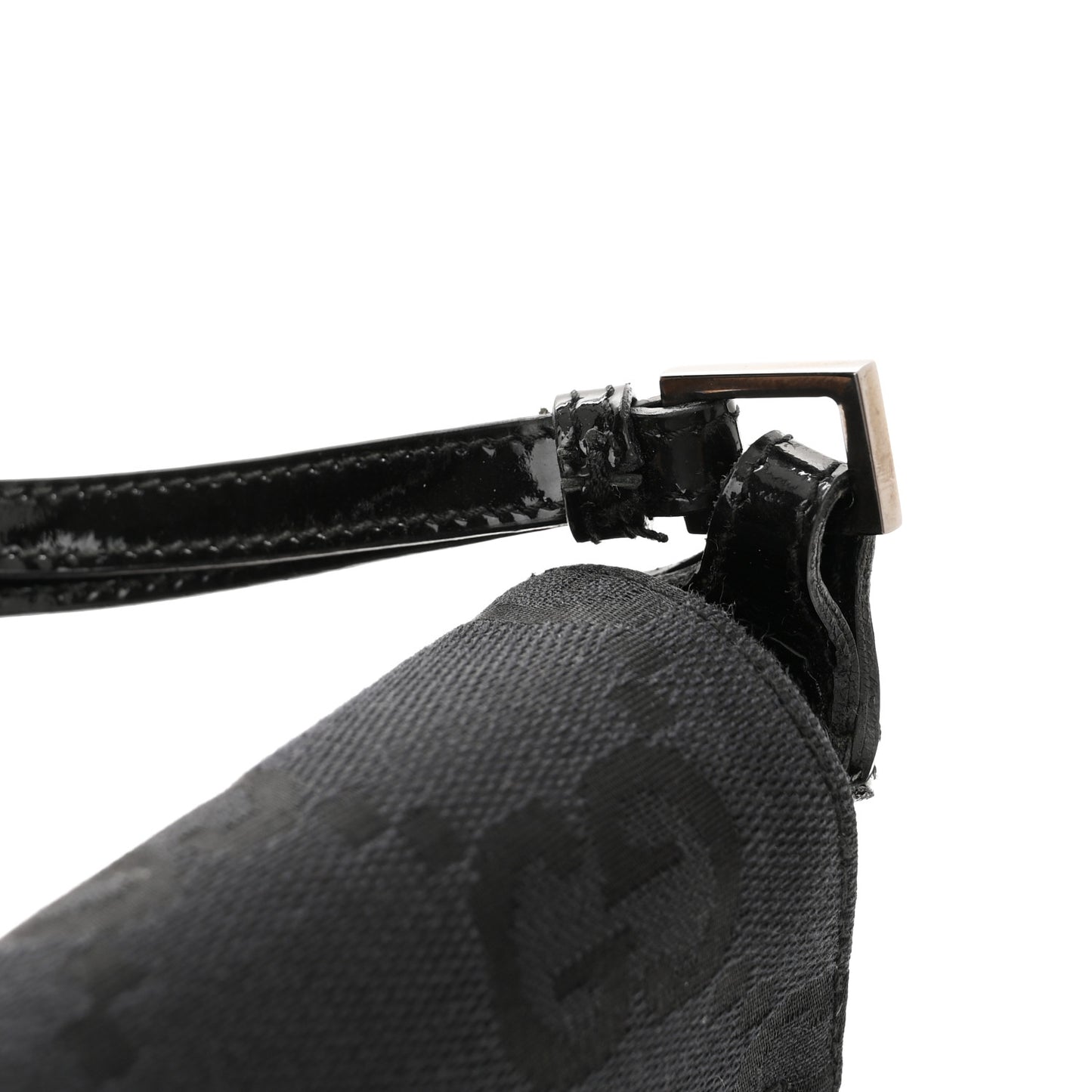 Patent Jumbo Monogram Canvas Shoulder Bag Black