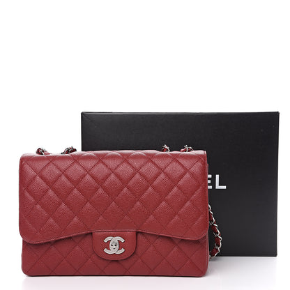Chanel Caviar Quilted Jumbo Single Flap Dark Red 12 of 12