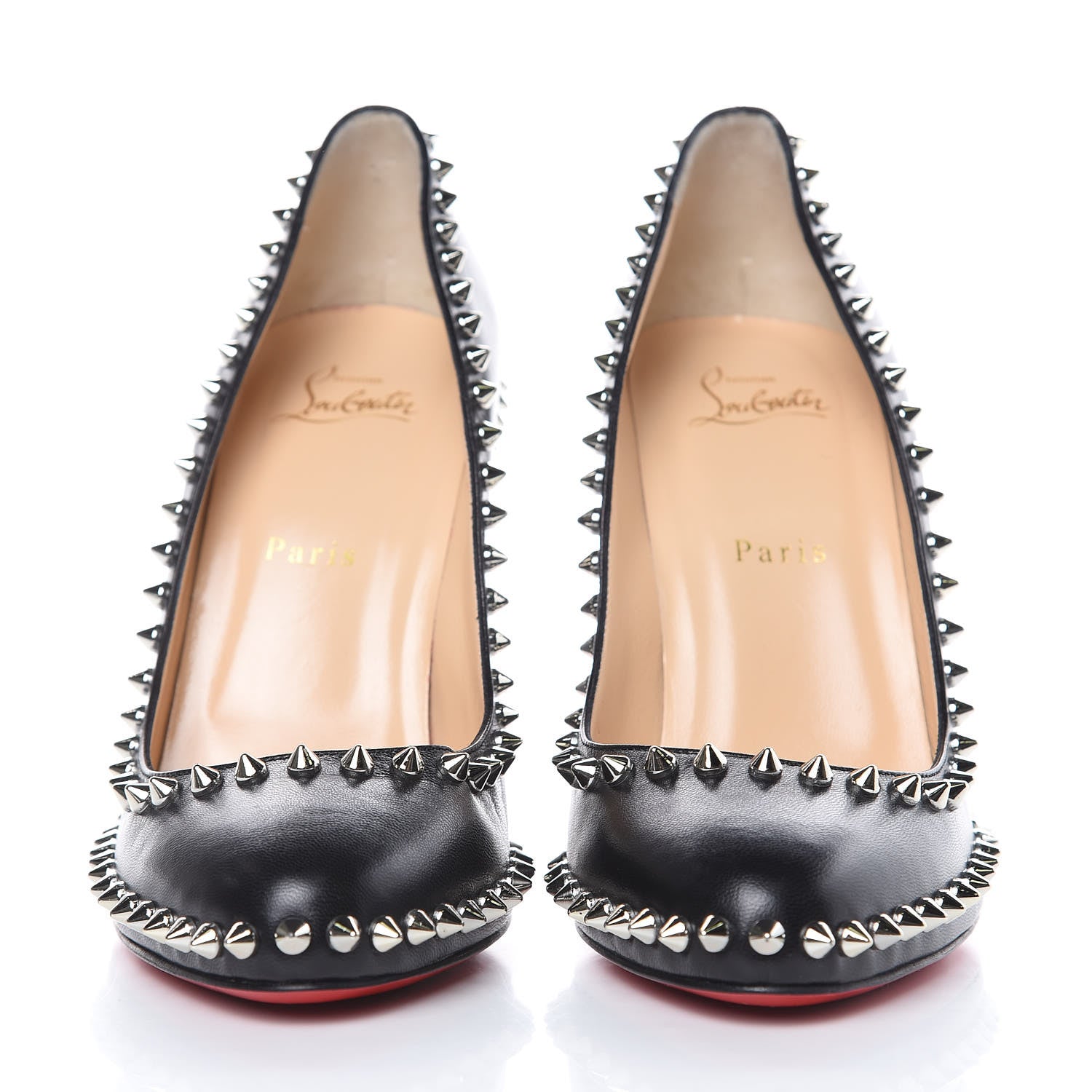Christian Louboutin Kid Specchio Dora Spikes 100 Pumps 40 Black Silver 2 of 10