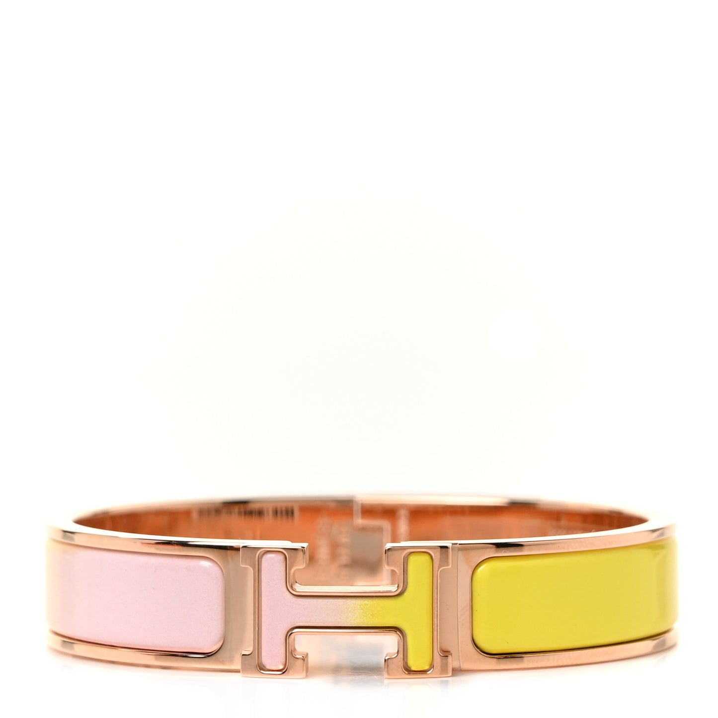 Enamel Narrow Clic Clac H Fusion Bracelet PM Rose Candeur Jaune Tennis