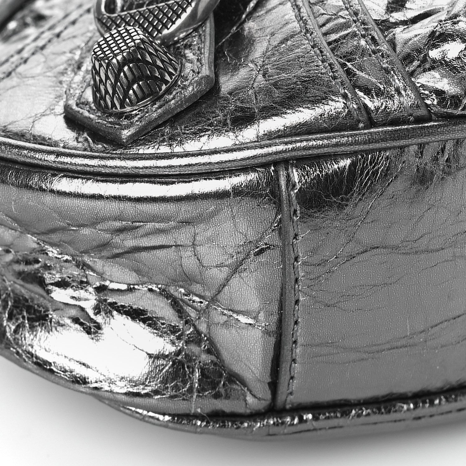 Balenciaga Metallic Agneau Arena Le Cagole Purse With Chain Mini Silver 7 of 8