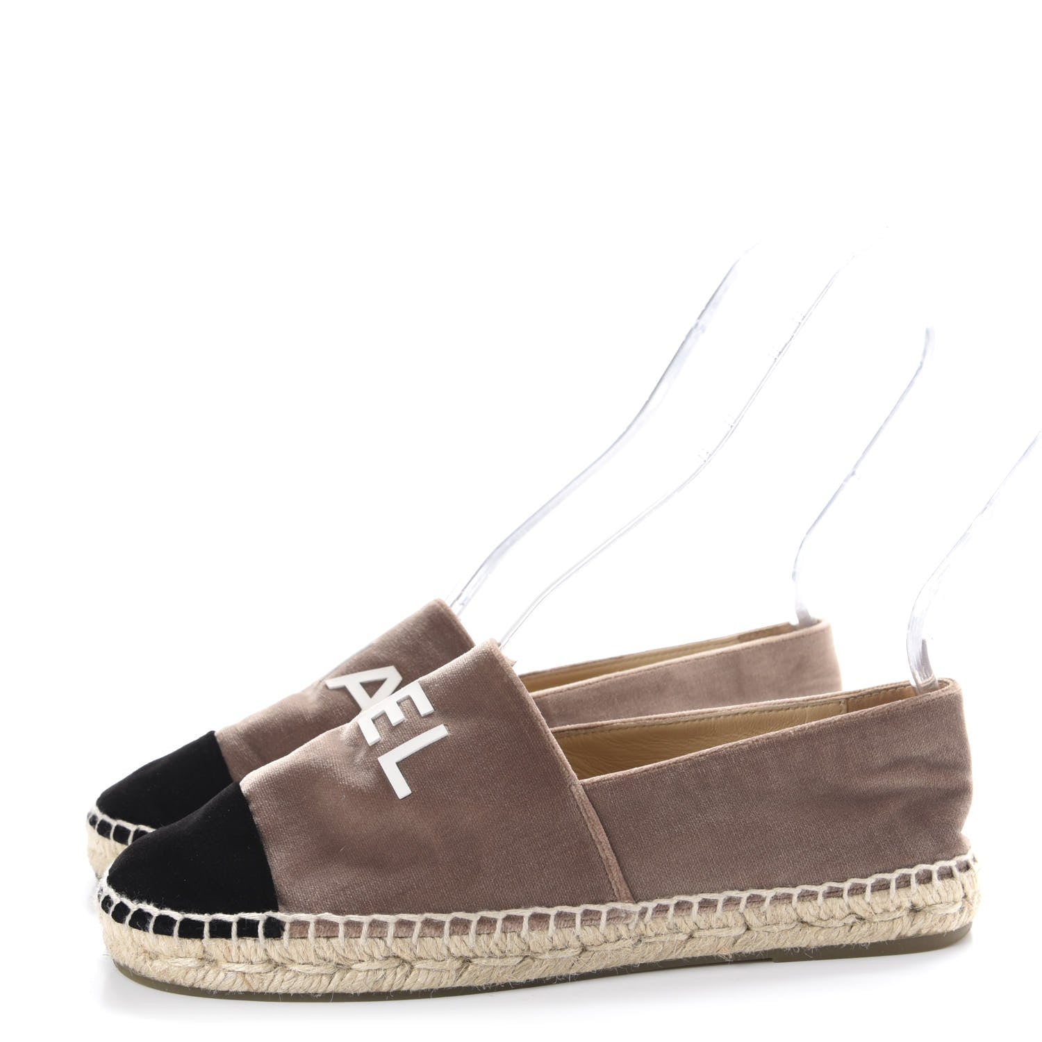 Chanel Velvet Logo Espadrilles 37 Beige Black 3 of 9