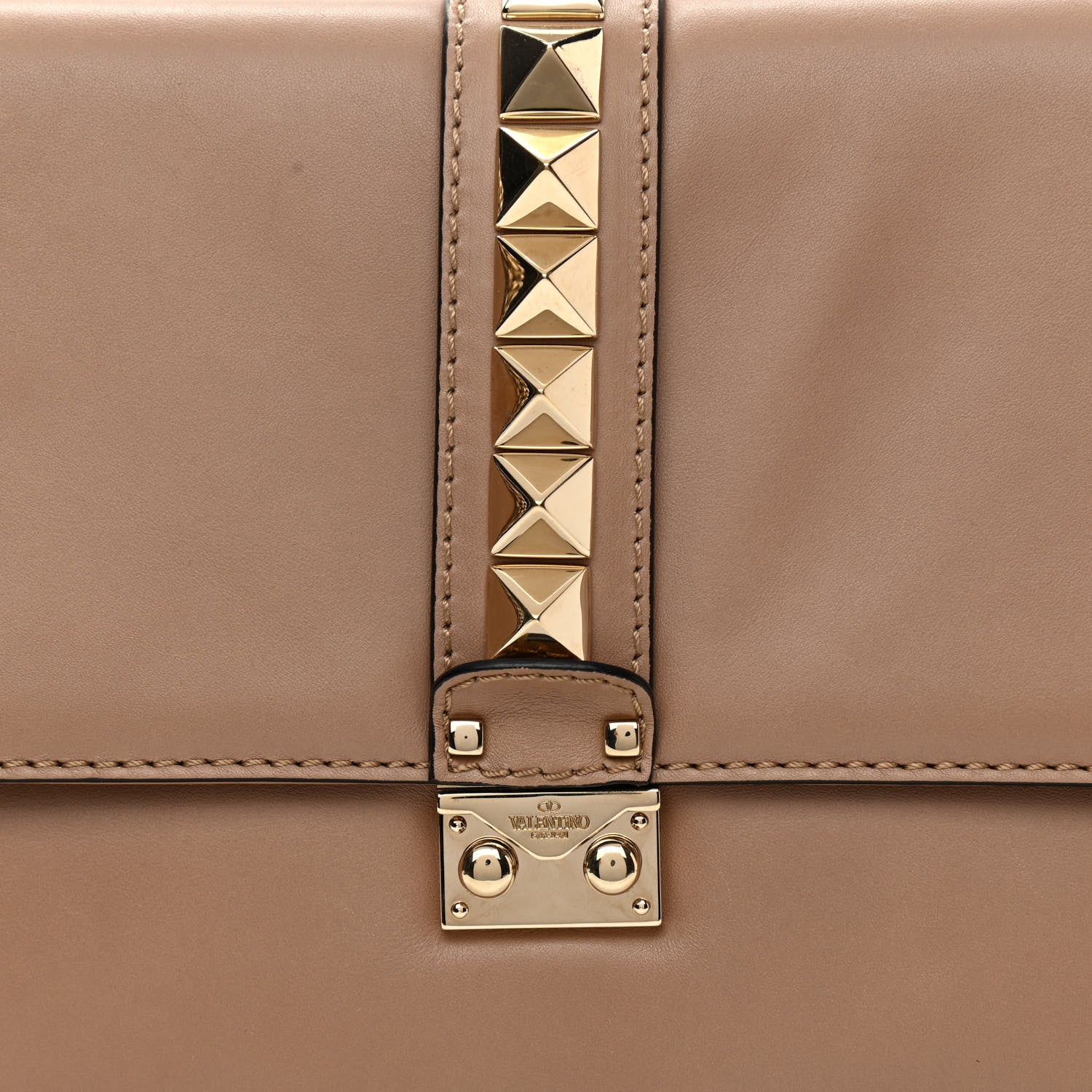Valentino Garavani Vitello Large Glam Lock Rockstud Flap Poudre 7 of 8