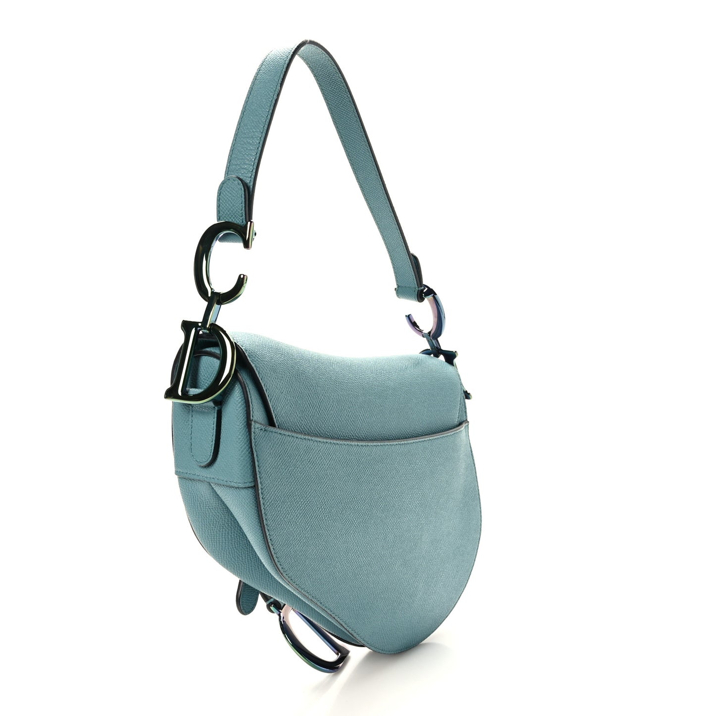 Grained Calfskin Saddle Bag Sky Blue