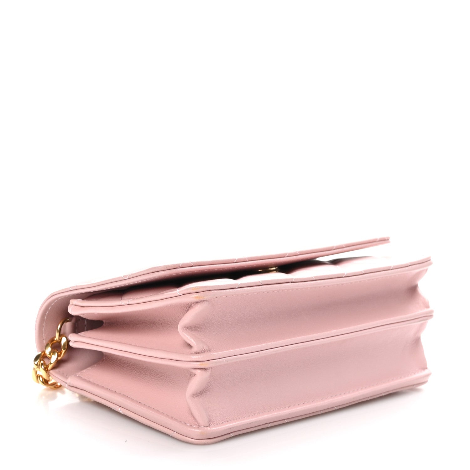 Chanel Lambskin Quilted CC Pearl Enamel Clutch on Chain WOC Light Pink 4 of 13