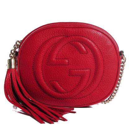 Gucci Pebbled Calfskin Mini Soho Chain Bag Tabasco Red 1 of 7