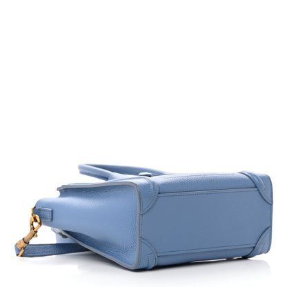 Celine Drummed Calfskin Nano Luggage Azure 4 of 16