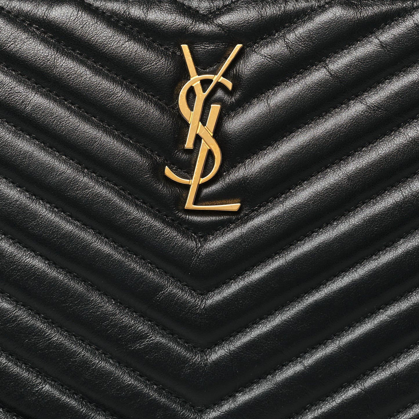 Calfskin Matelasse Chevron Monogram A5 Wristlet Black