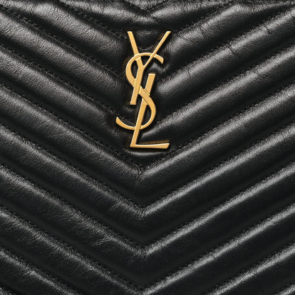 Saint Laurent Calfskin Matelasse Chevron Monogram A5 Wristlet Black 8 of 11