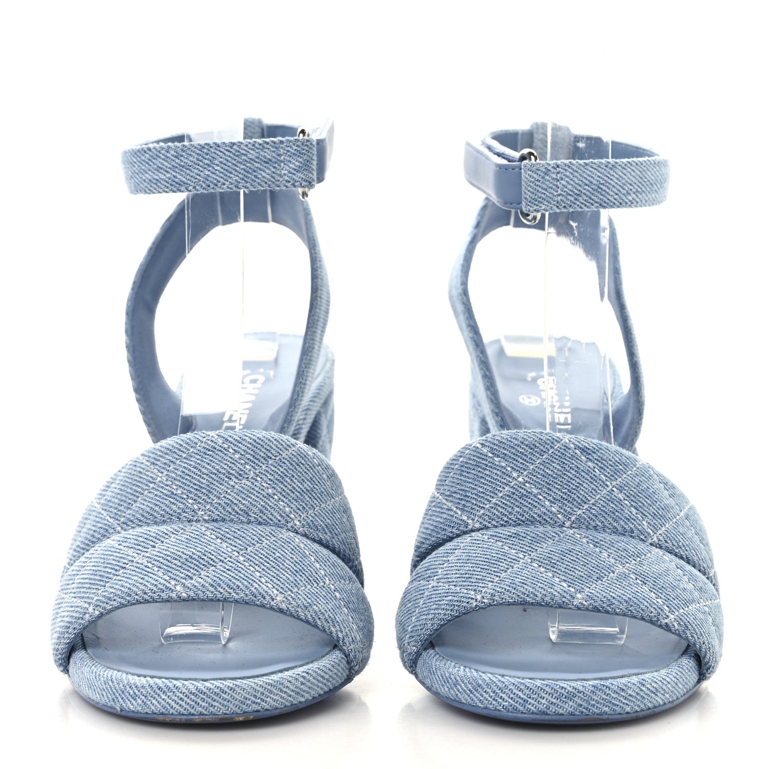 Chanel Denim Quilted Sandals 37 Blue 3 of 9