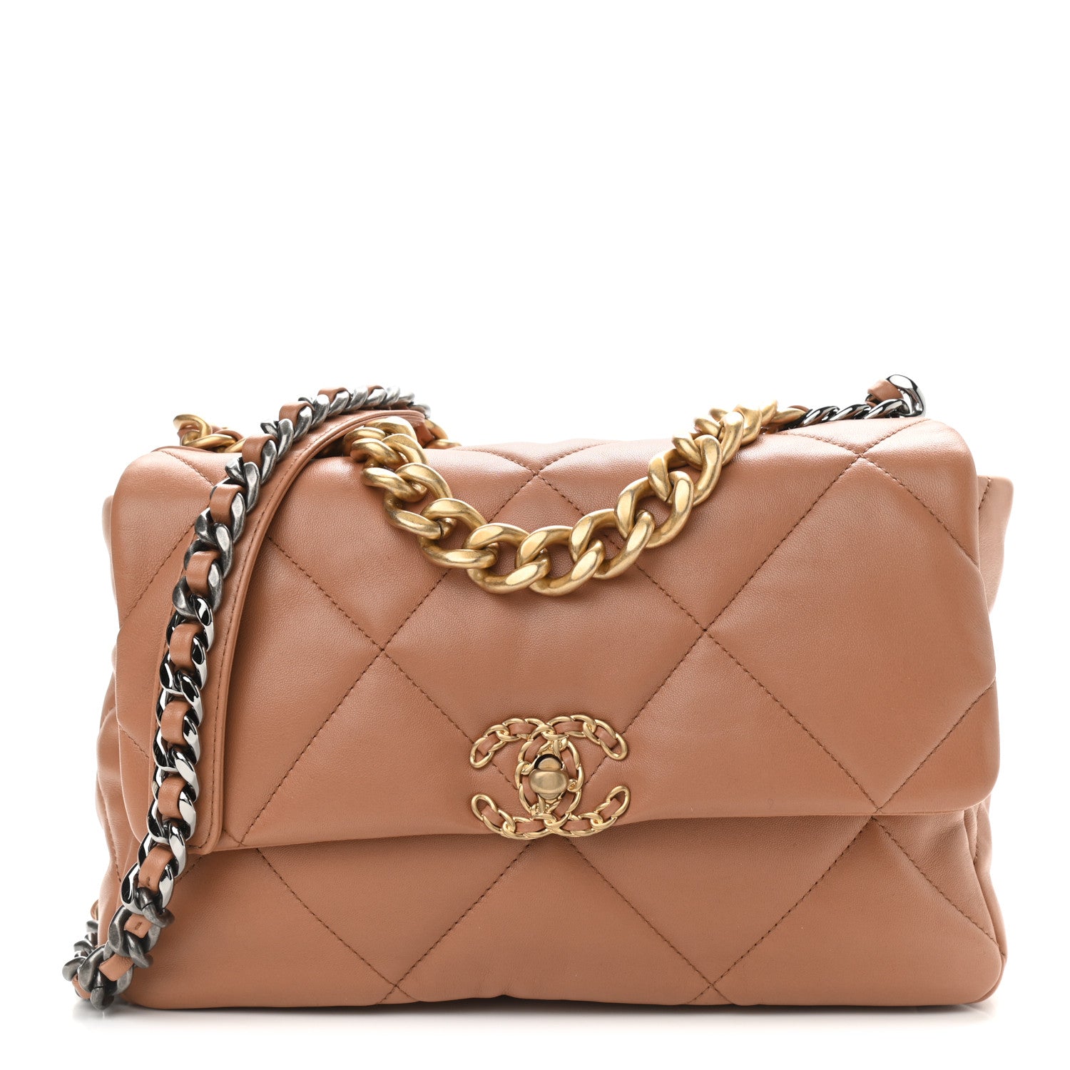 Chanel Lambskin Quilted Large Chanel 19 Flap Brown 1 of 9