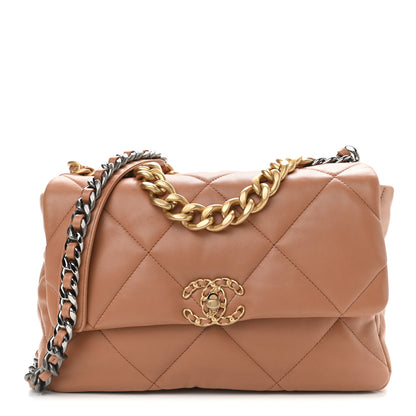 Chanel Lambskin Quilted Large Chanel 19 Flap Brown 1 of 9