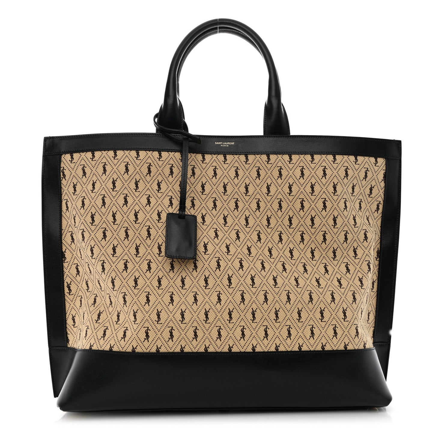 Canvas All-Over Monogram Cabas Tote Beige Black