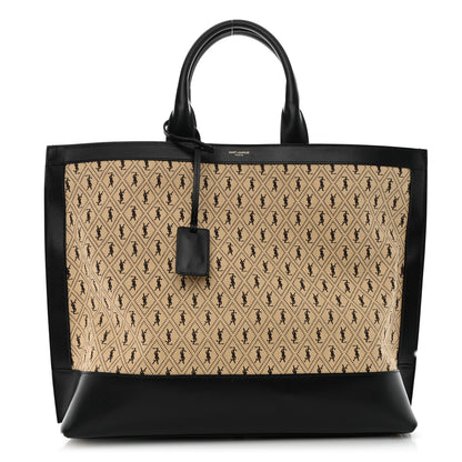 Saint Laurent Canvas All-Over Monogram Cabas Tote Beige Black 1 of 10