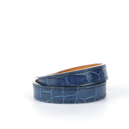 Hermes Shiny Alligator Kelly Double Tour Bracelet S Bleu Roi 3 of 7