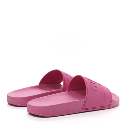 Gucci Rubber Womens Logo Slide Sandals 38 Fuchsia 4 of 10
