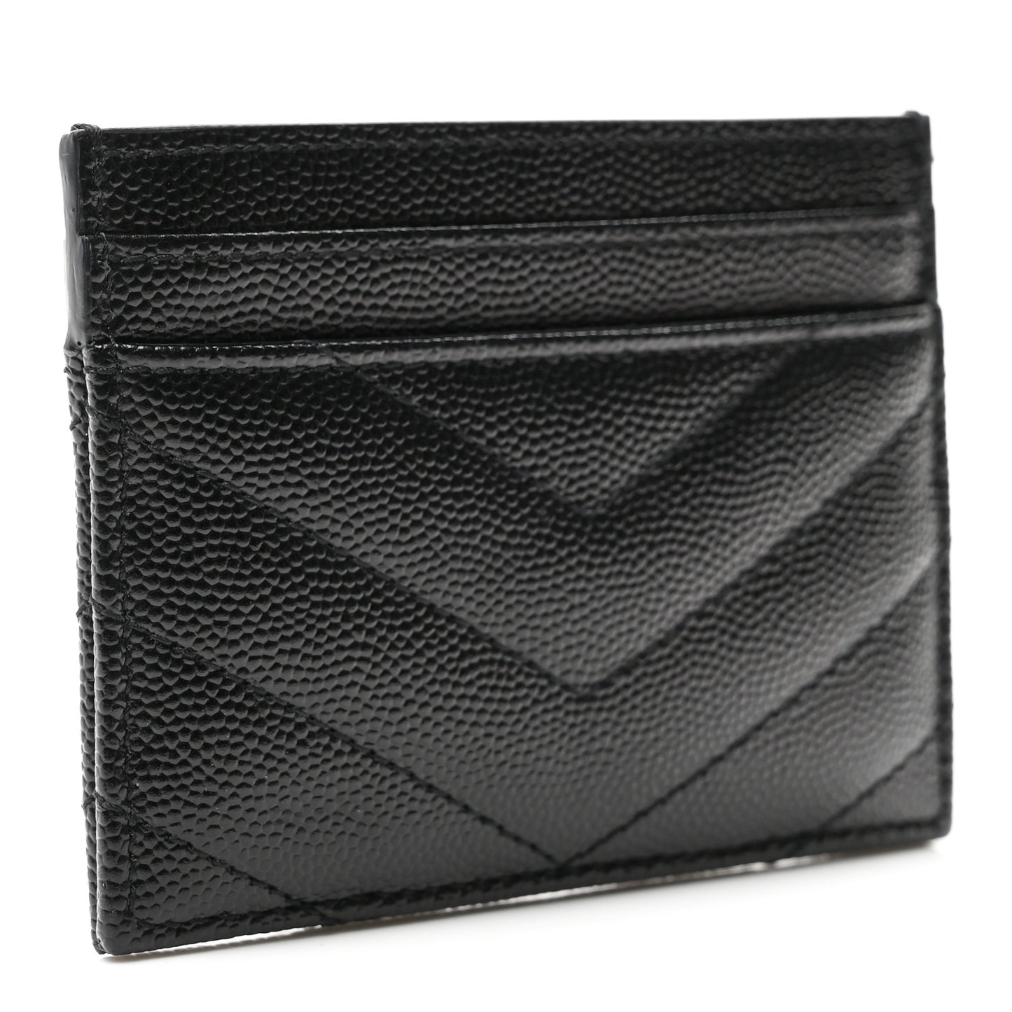 Grain De Poudre Matelasse Chevron Monochrome Monogram Credit Card Case Black