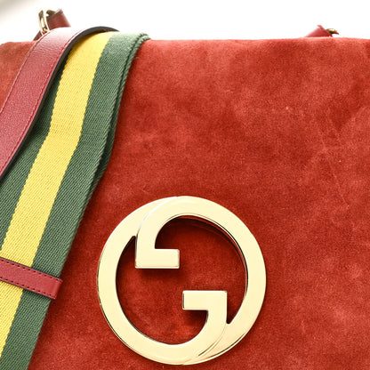 Gucci Suede Talco Roxy Calfskin Web Medium Blondie Shoulder Flap Bag Blondie Red 8 of 10