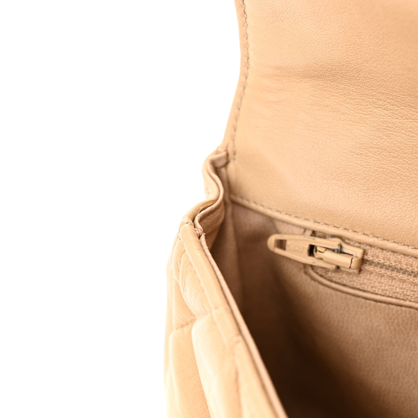 Lambskin Quilted Flap Waist Belt Bag 70 28 Beige