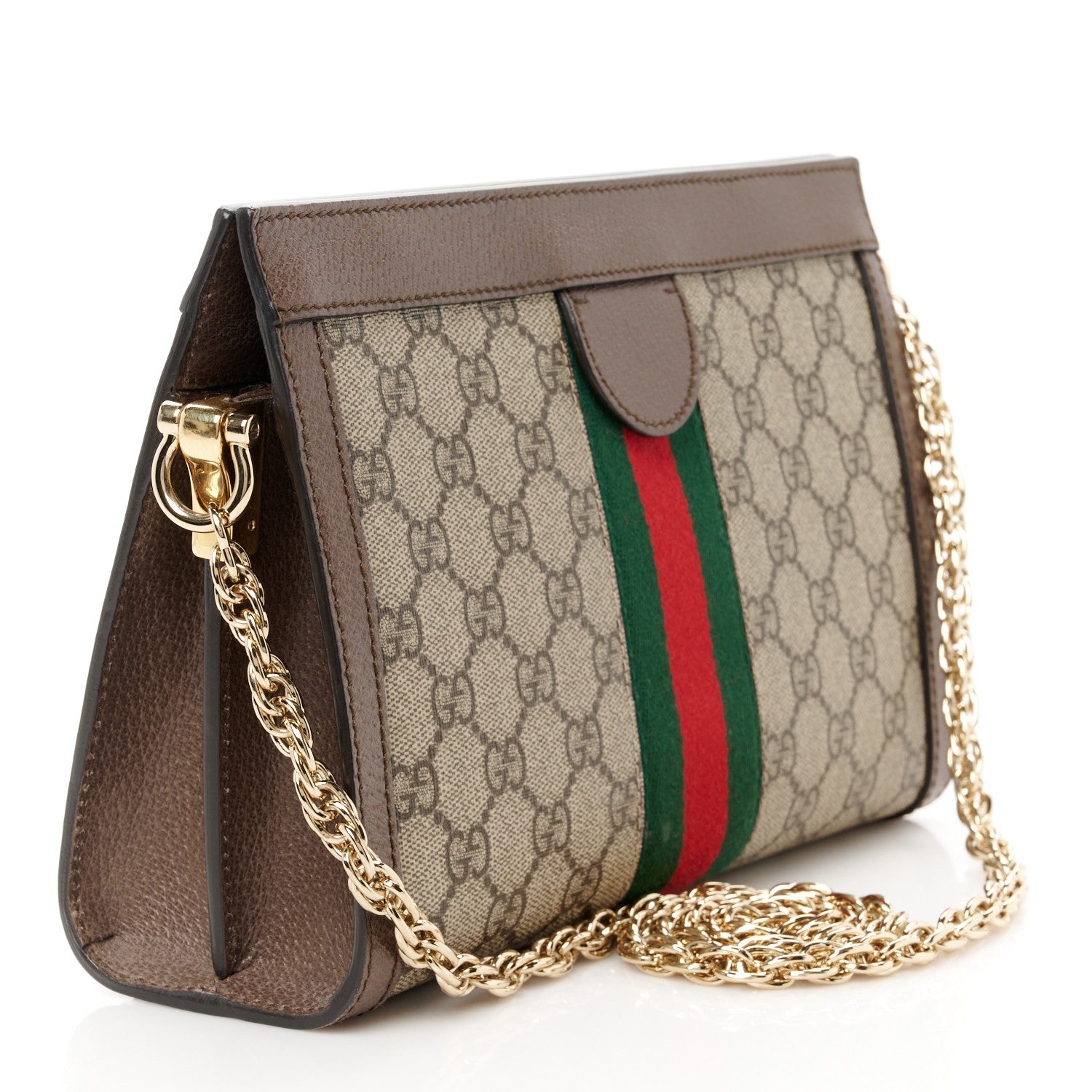 Gucci GG Supreme Monogram Web Small Ophidia Chain Shoulder Bag Brown 3 of 11