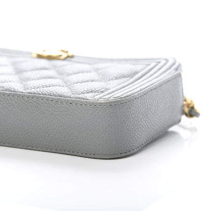 Chanel Caviar Quilted Small Boy Clutch With Chain Grey 11 of 16
