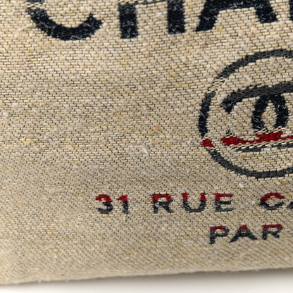 Chanel Striped Canvas Medium Deauville Tote Beige 10 of 11