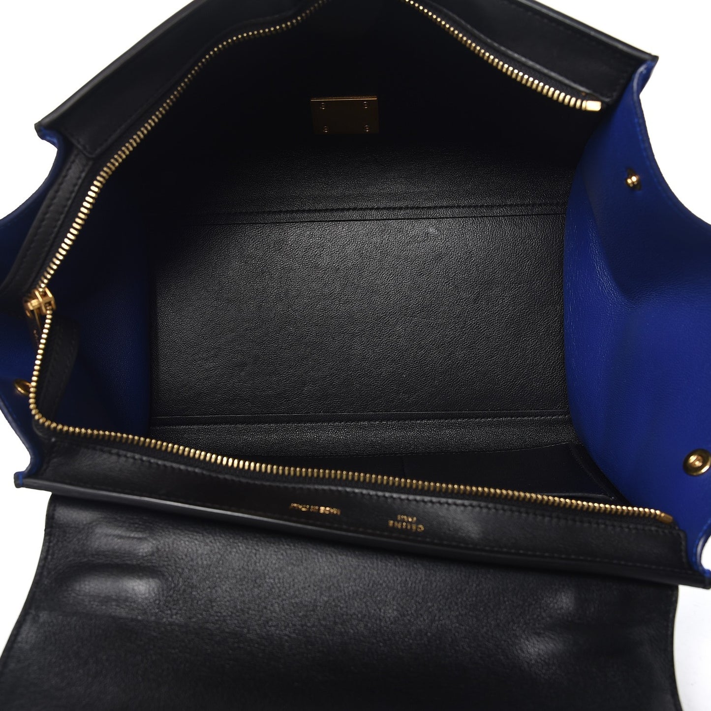 Smooth Calfskin Suede Small Tri-Color Trapeze Indigo