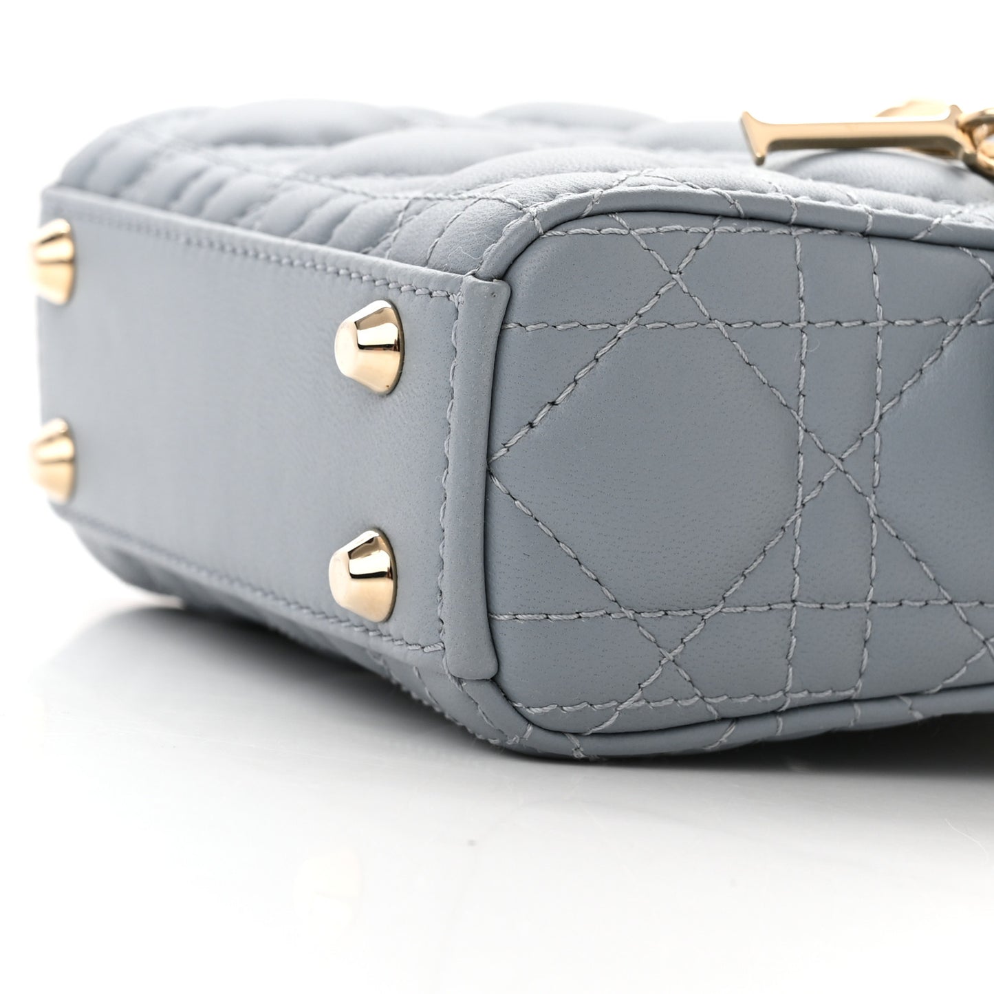 Lambskin Cannage Micro Lady Dior Cloud Gray