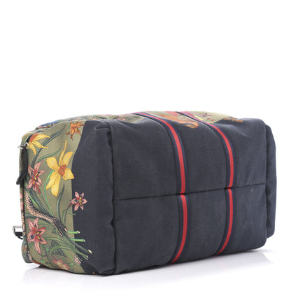 Gucci Canvas Web Floral Animal Large Carry On Duffle Khaki Green Multicolor 3 of 10