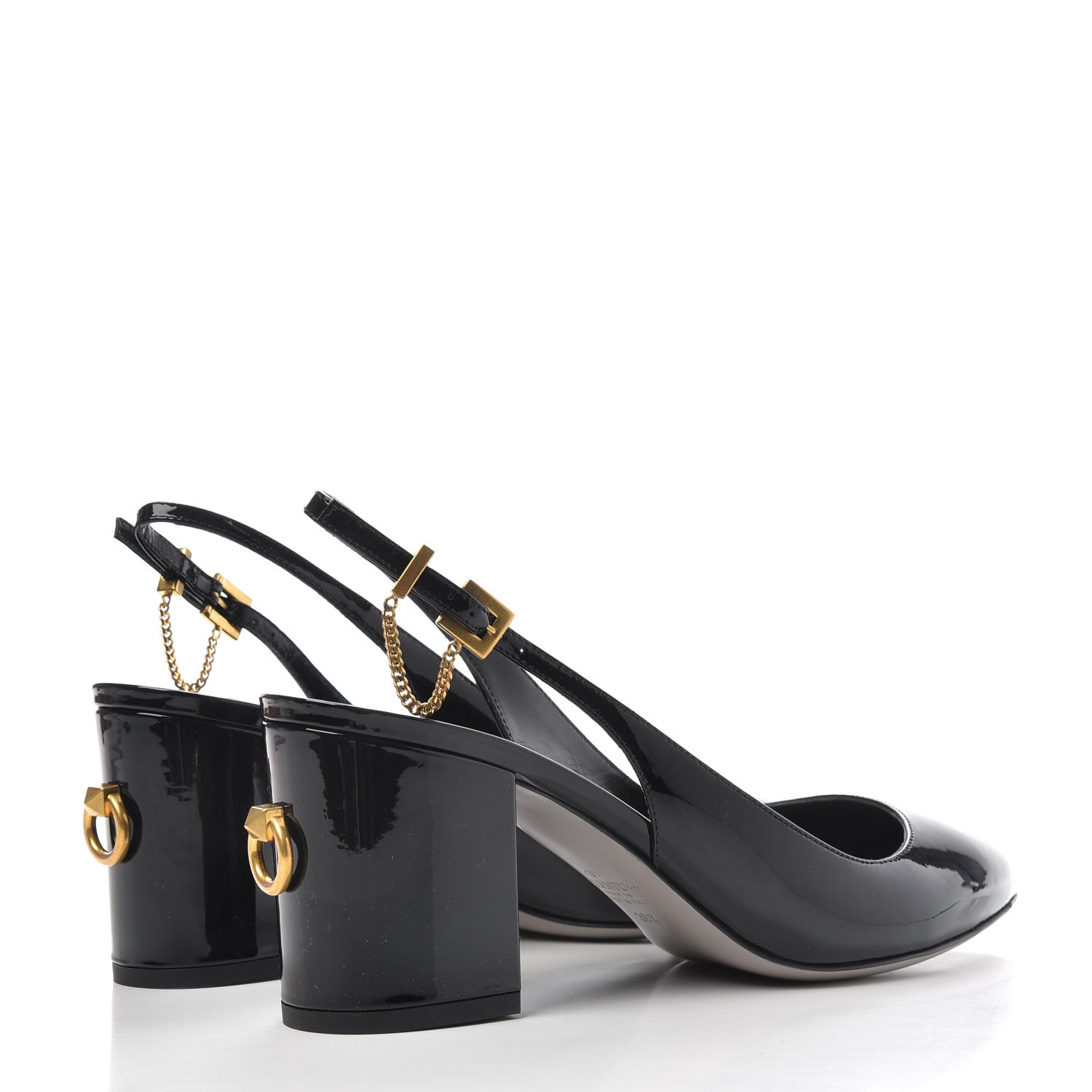 Valentino Garavani Patent Ringstud Slingback 38.5 Black 4 of 11