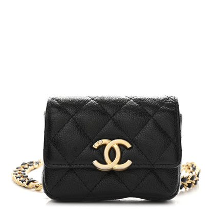 Chanel Shiny Caviar Quilted Chain Melody Belt Bag Black 1 of 11