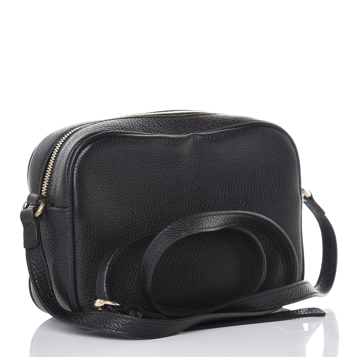 Pebbled Calfskin Small Soho Disco Bag Black