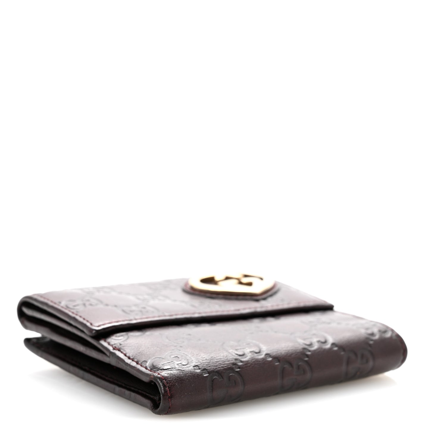 Guccissima Lovely Heart French Flap Wallet Brown
