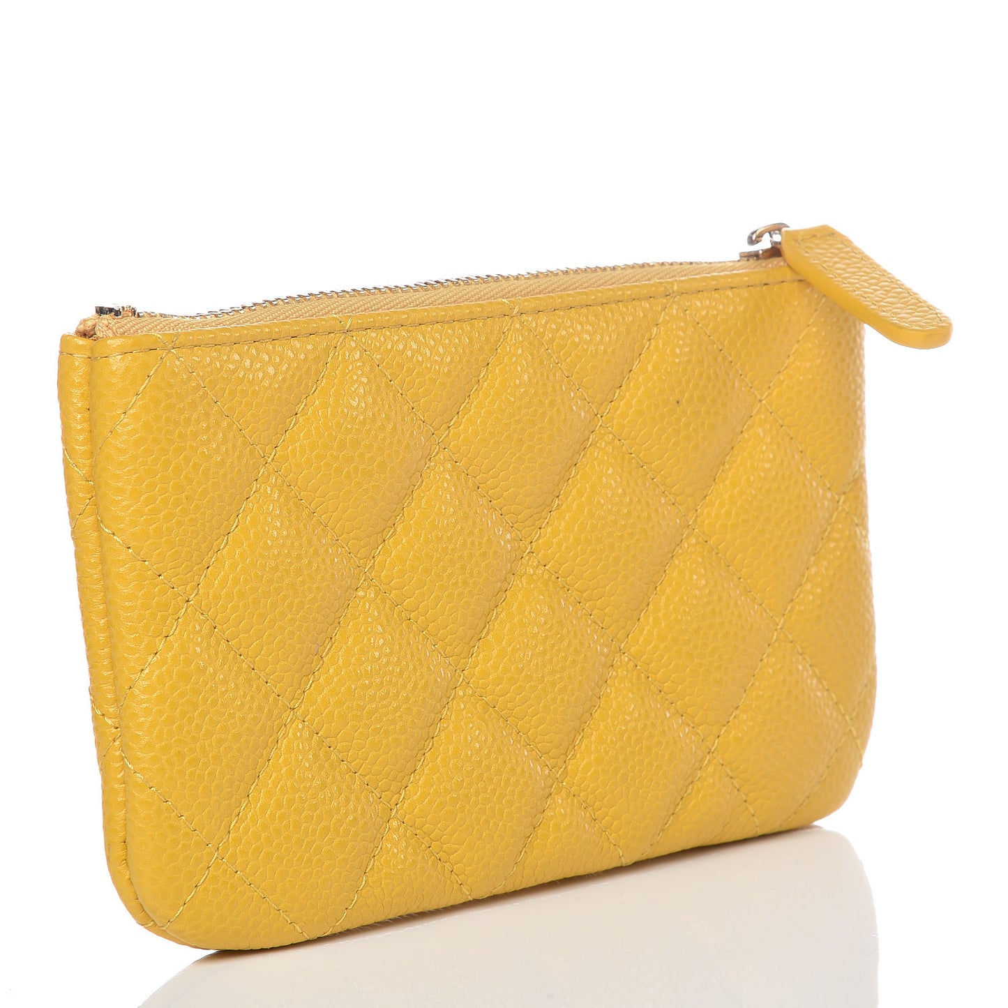 Caviar Quilted Small Cosmetic Case Yellow