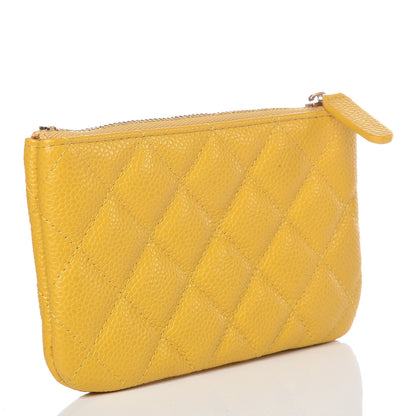 Chanel Caviar Quilted Small Cosmetic Case Yellow 3 of 8