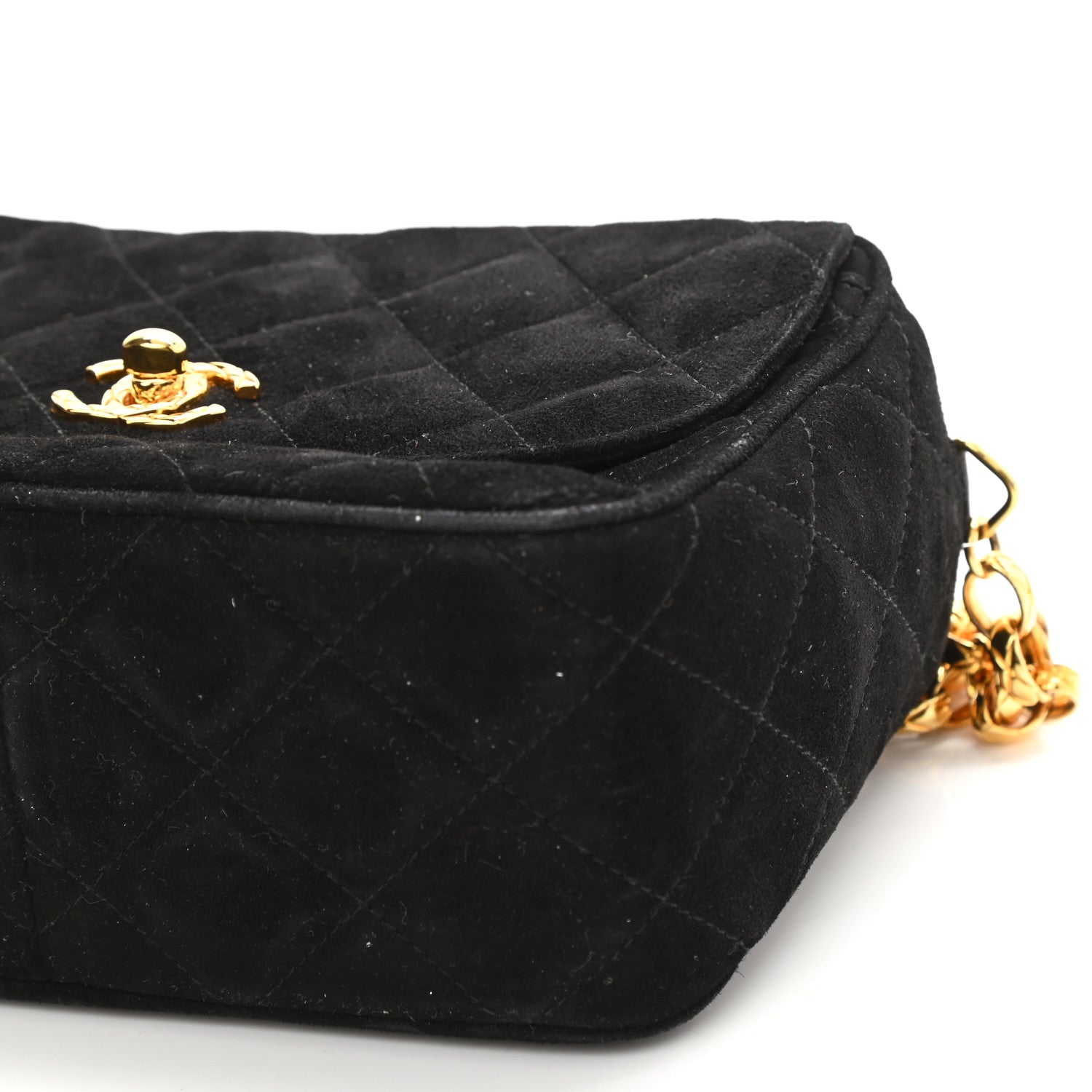Chanel Suede Quilted CC Camera Case Black 10 of 10