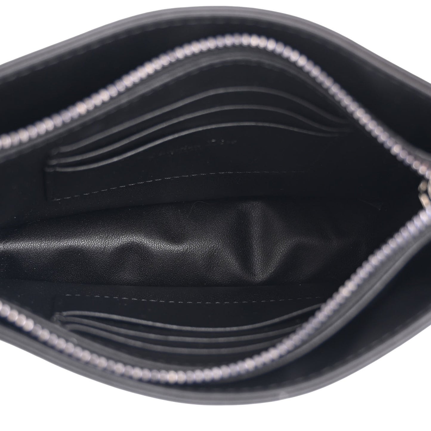 Calfskin Macrocannage Diamond Caro Zipped Pouch With Chain Black