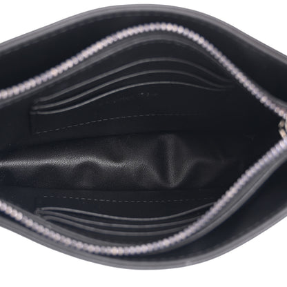Christian Dior Calfskin Macrocannage Diamond Caro Zipped Pouch With Chain Black 6 of 13