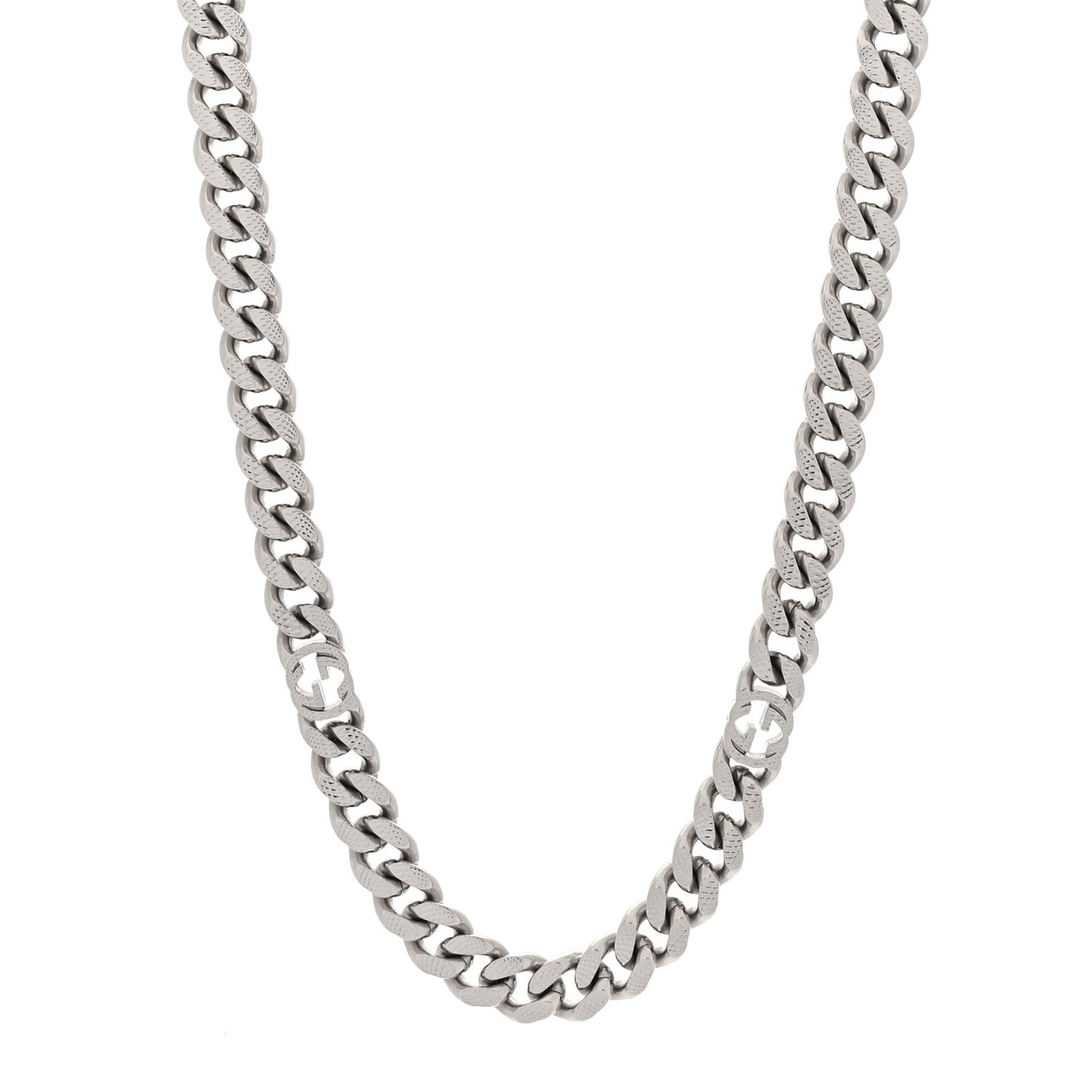 Palladium Interlocking G Gurmette Chain Necklace Silver