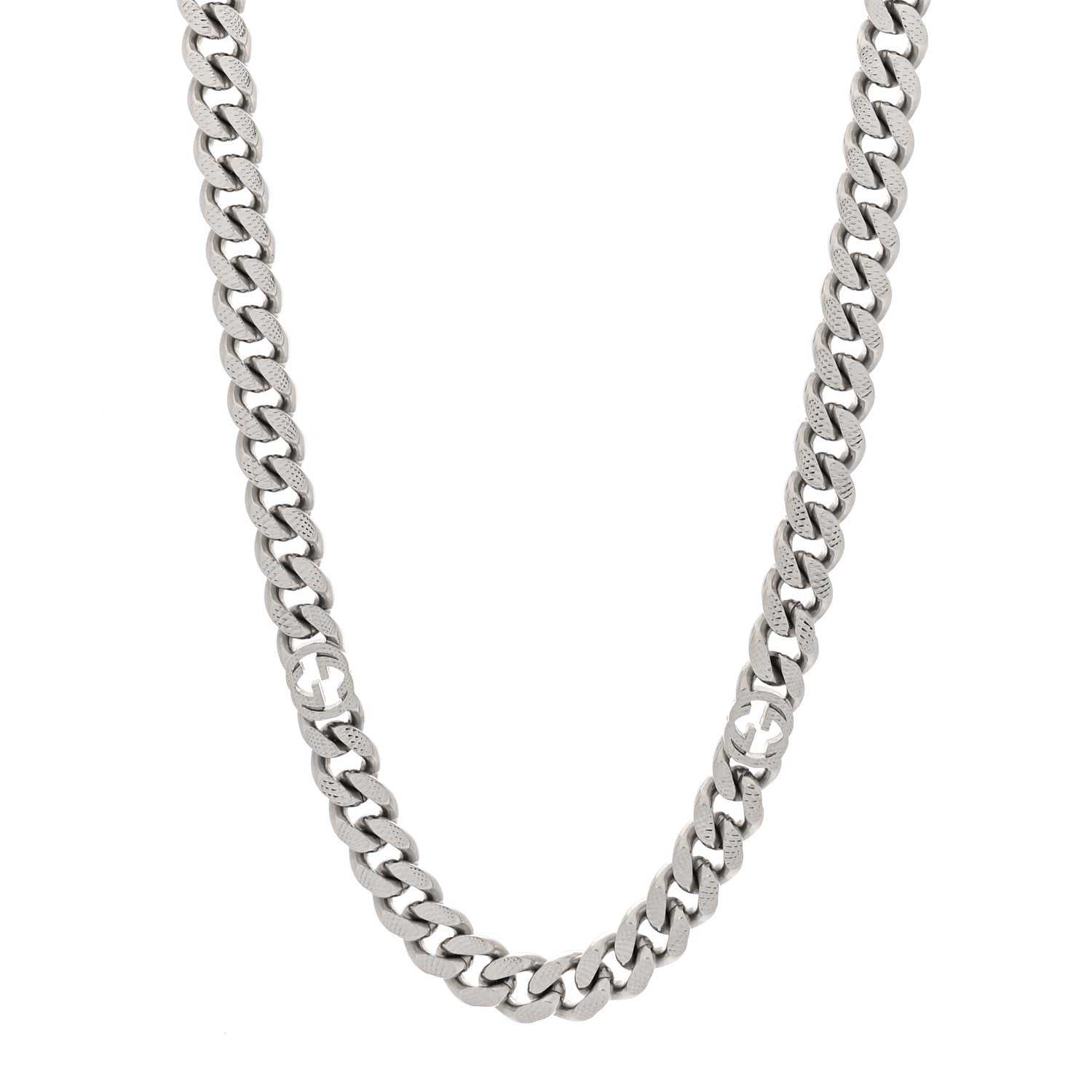 Gucci Palladium Interlocking G Gurmette Chain Necklace Silver 1 of 5