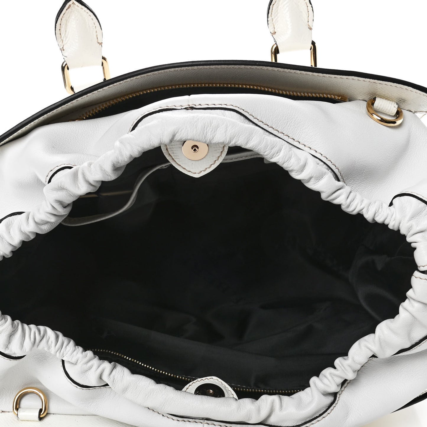 Patent Calfskin Medium Dinton Tote White