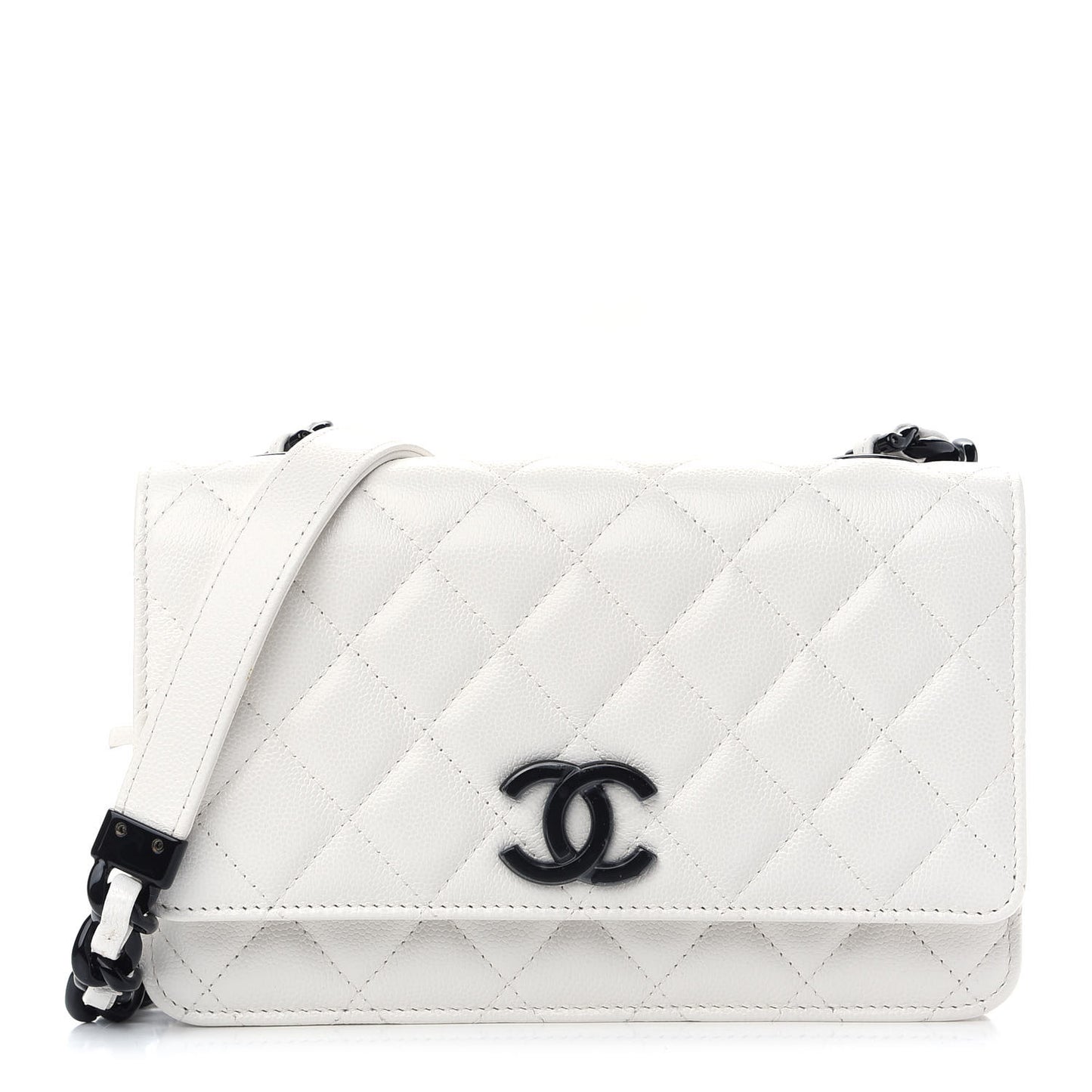 Caviar Quilted My Everything Wallet On Chain WOC White