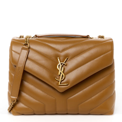 Saint Laurent Calfskin Y Quilted Monogram Small Loulou Chain Satchel Dark Natural 1 of 11
