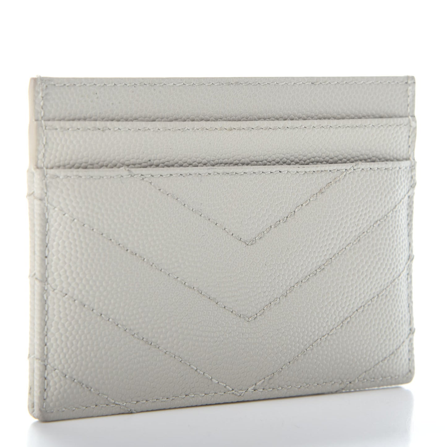 Grain De Poudre Matelasse Chevron Monogram Credit Card Case Blanc Vintage