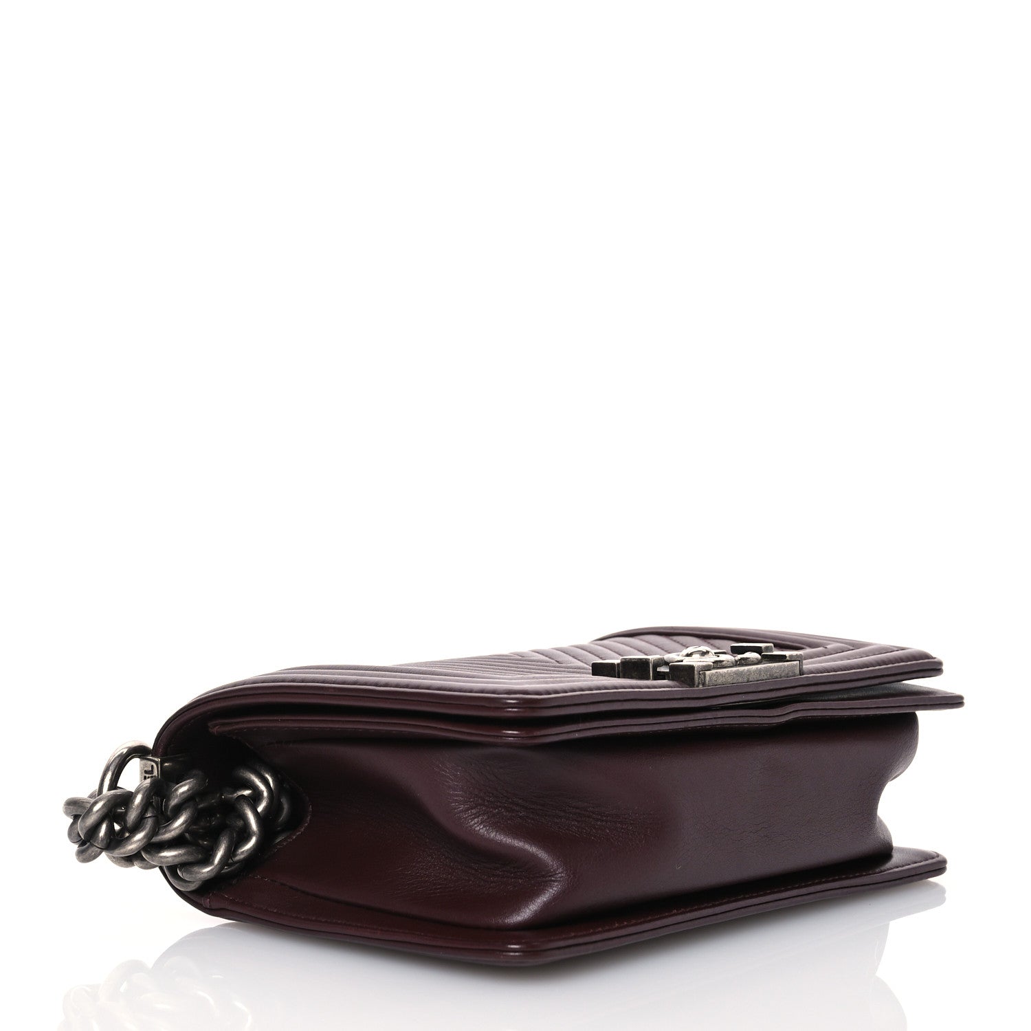 Chanel Calfskin Chevron Quilted Small Boy Flap Burgundy 4 of 10