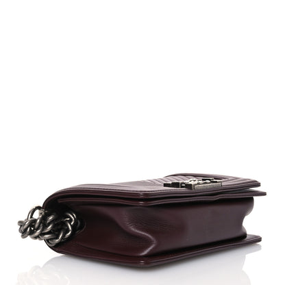 Chanel Calfskin Chevron Quilted Small Boy Flap Burgundy 4 of 10