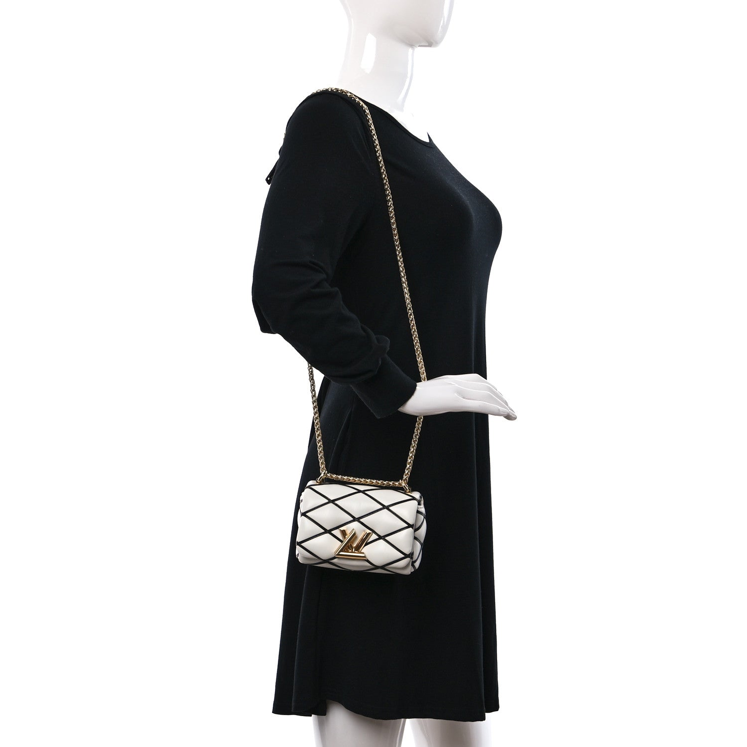 Louis Vuitton Lambskin Malletage Pico GO-14 White Black 2 of 10