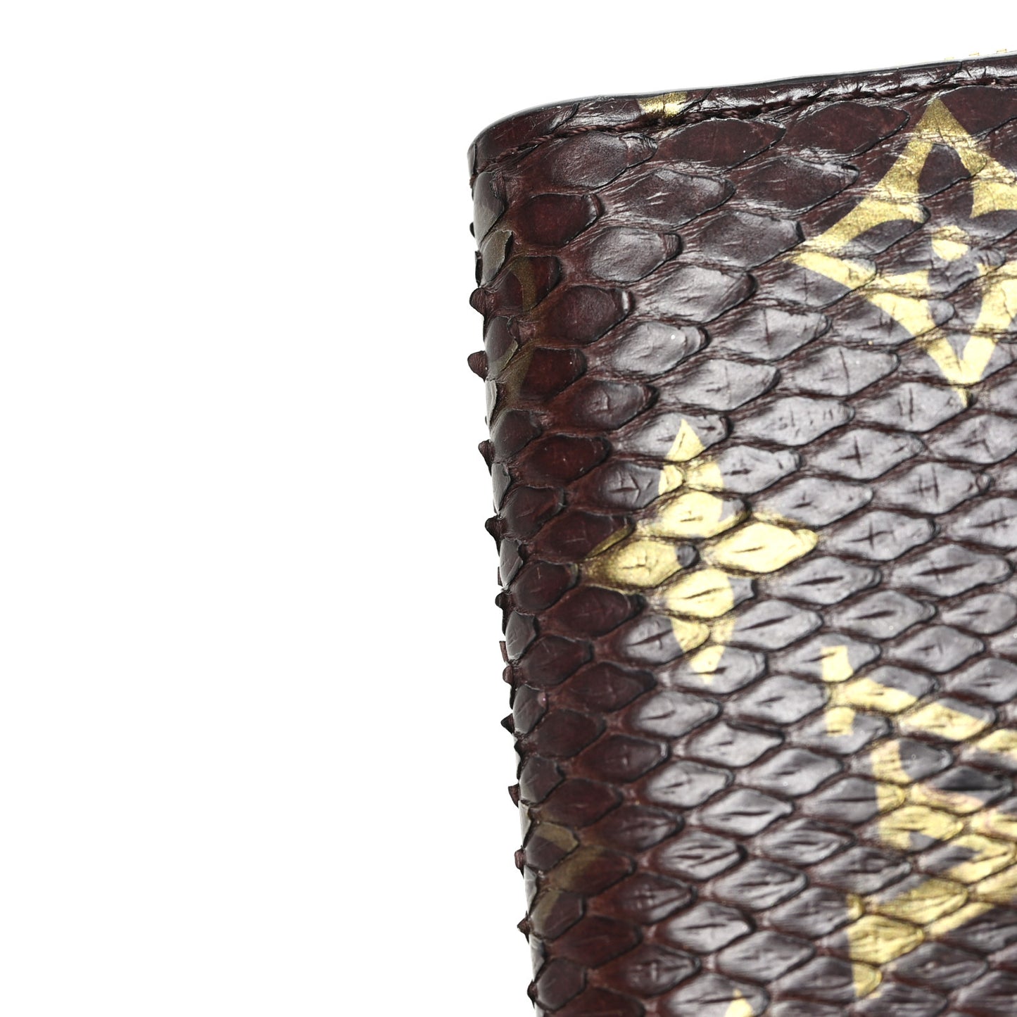 Snakeskin Monogram Zippy Padlock Coin Purse Brown