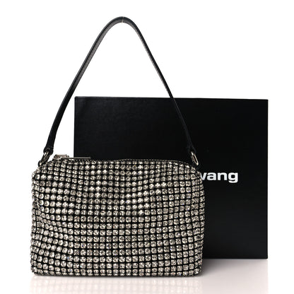 Alexander Wang Mesh Crystal Rhinestone Mini Heiress Pouch Black Silver 9 of 9