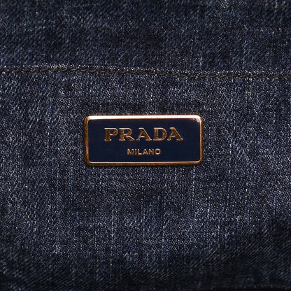 Prada Denim Logo Tote Bleu 5 of 11